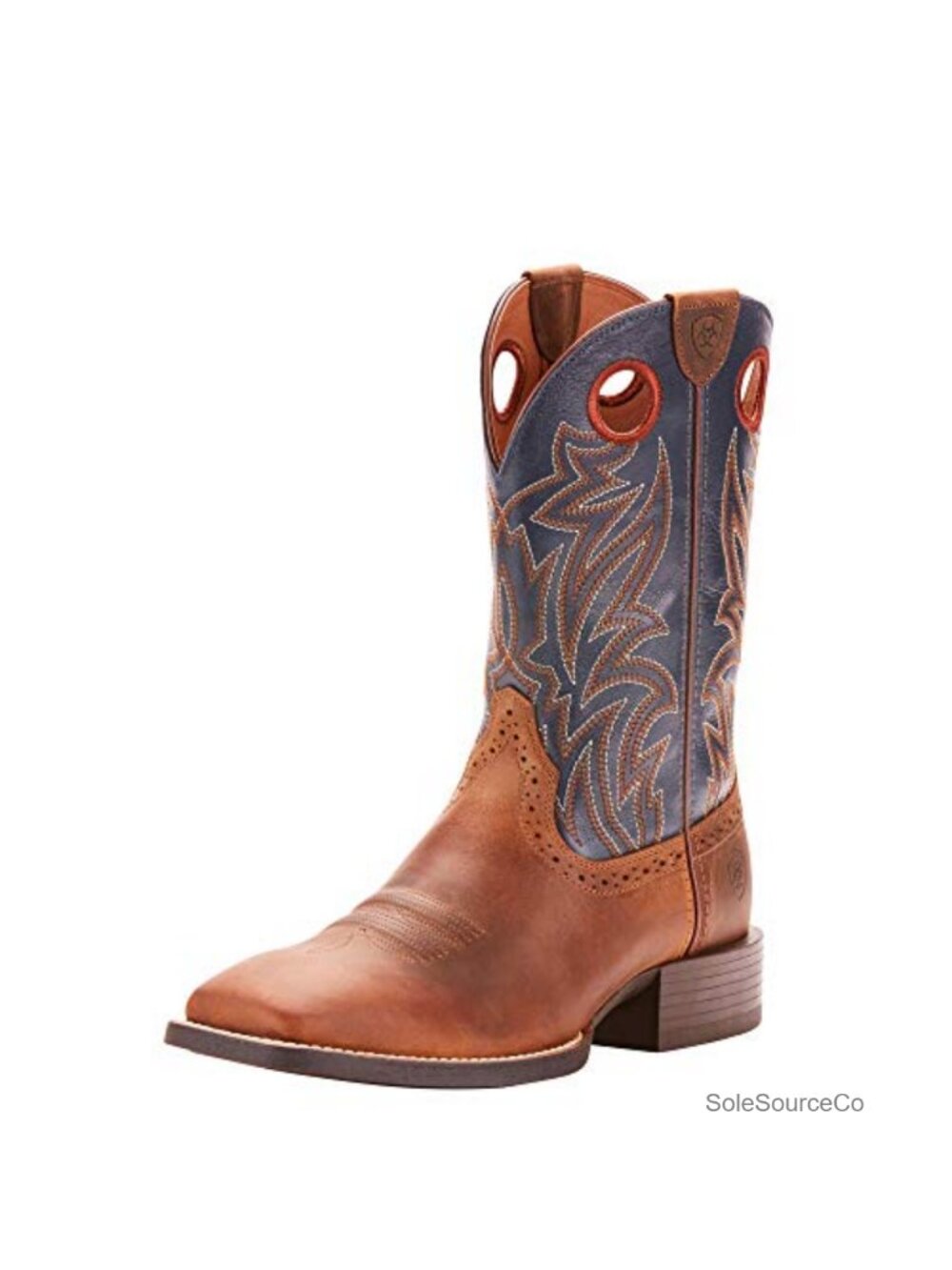 Full-Grain Leather Western Boot Square Toe Block Heel Mid-Calf Work